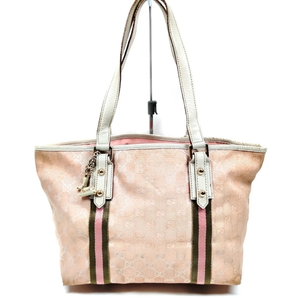 Gucci Handbags - Gucci GG Baby Pink Tote Jolicoeur Web Handbag